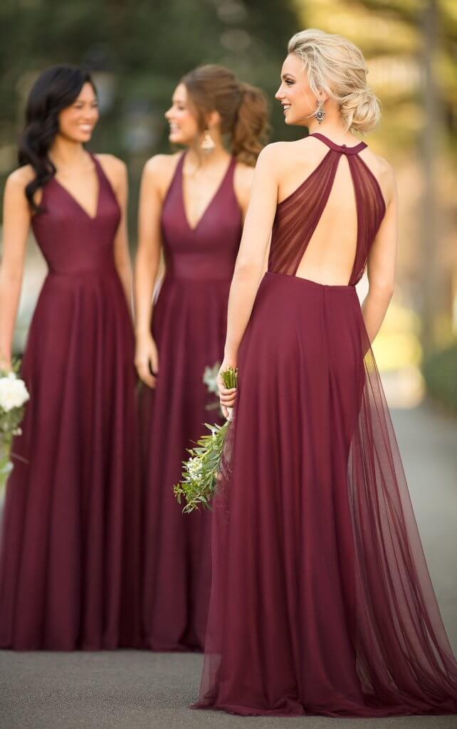 mixed materials bridesmaid dress