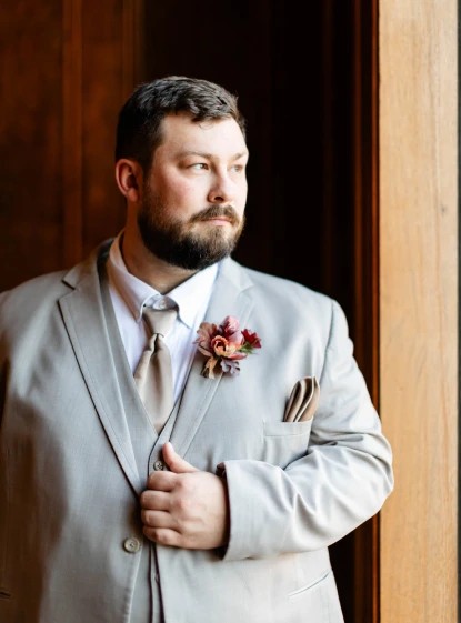 grey suit