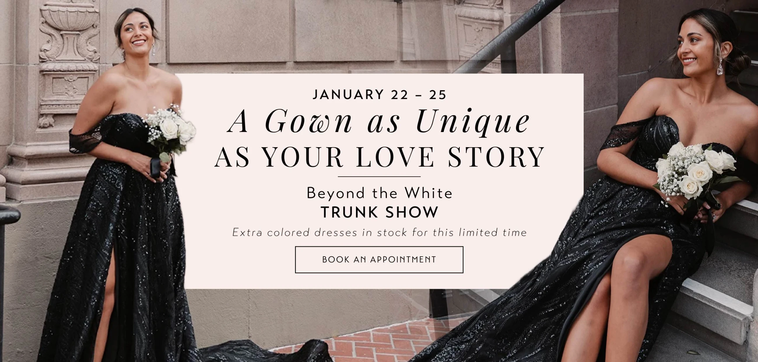 black gown event banner