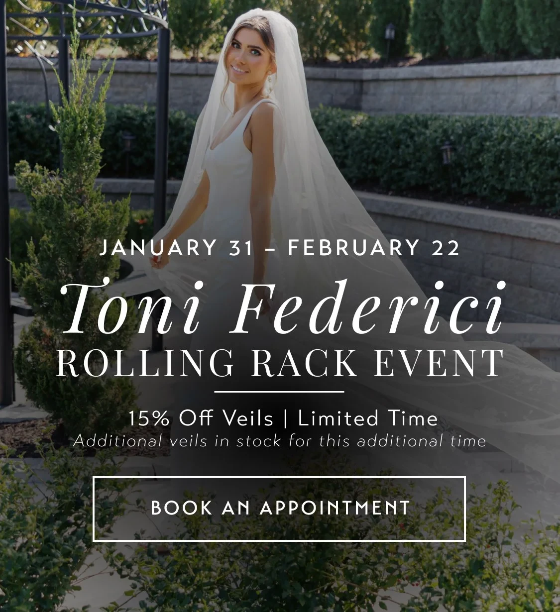 toni federici veil trunk show banner jan-feb 2026