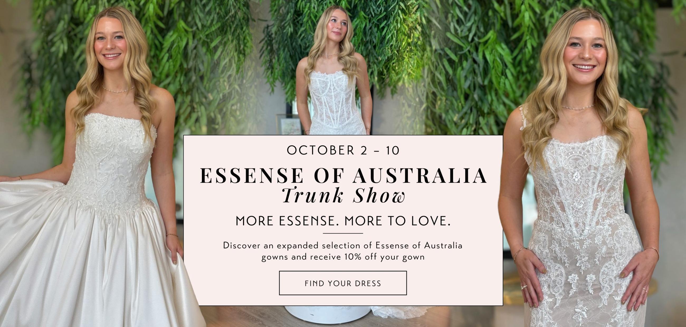 essense of australia trunk show banner october 2-10
